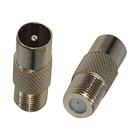 TV Aerial Connector 2 Pack TV Aerial Coaxial Cable F-Connectors Adaptor Satellite F Type Screw Connector Socket to RF Coax Aerial Male Adapter Converter Cover