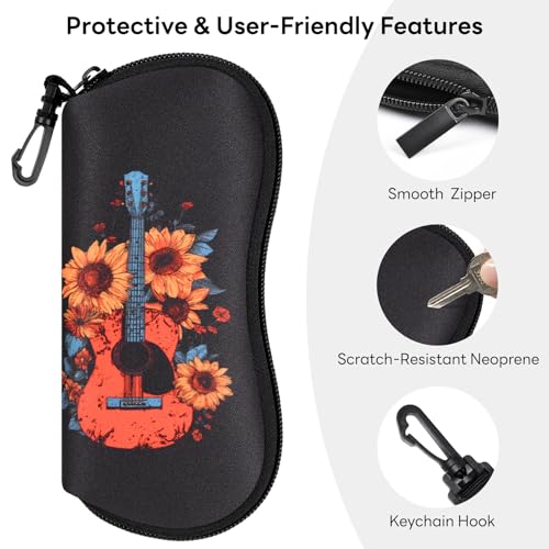 Image of Sunglasses Case with Belt Clip, Ultra Light Neoprene Zipper Soft Padded Glasses Case for Women Men