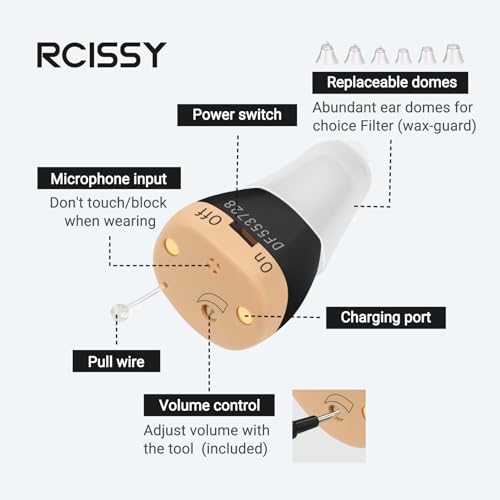RCISSY Hearing Aids for Seniors, Not Amplifier True OTC Hearing Aids for Adults with Noise Cancelling, Easy Volume Control with Invisible, Black, 1 Pair — view 4