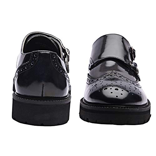 Alain | Genuine Leather Dress Shoes | Luxury Mens Double Monk Strap Shoes | Handrcrafted Trendy Casual Wingtip Shoes | Lightweight EVA Sole | Bordo4