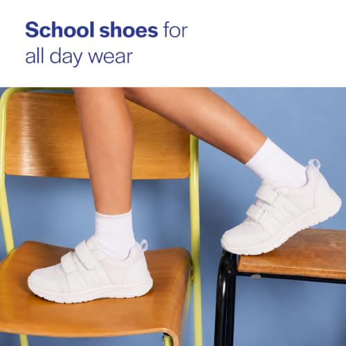 Image of FAUSTO Unisex School Uniform Shoes|Boys & Girls Non Lacing Breathable School Shoes|Hook and Loop Adjustable Fasteners School Shoes for Kids
