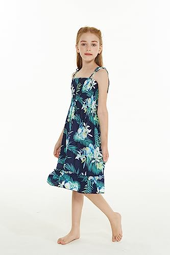 Image of Family Matching Hawaiian Clothes, Orchid Breeze Navy | Lightweight 100% rayon • Family matching outfits • Beach vacations • Luaus • Cruises • Family photos