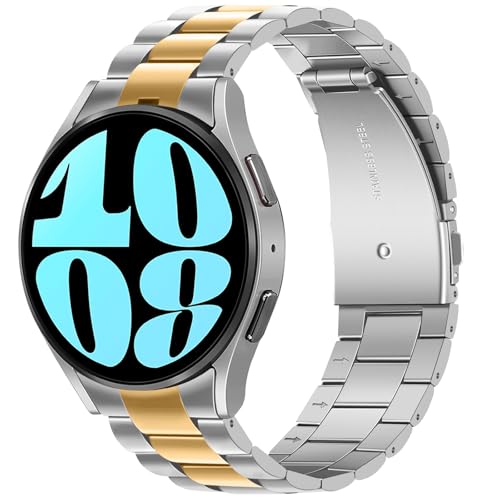 Image of Anlinser No Gap Bands Compatible with Samsung Galaxy Watch Ultra 7 /6 /5 /4 /FE Band 44mm 40mm /Watch 6 Classic Band 47mm 43mm /Watch 5 Pro 45mm /Watch 4 Classic, 20mm 22mm Metal Strap for Women Men