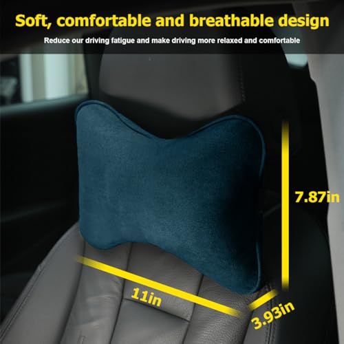 Image of Osilly Car Headrest Pillow, Soft Comfortable Breathable Memory Foam Ergonomic Design Automotive Neck Pillow Cushion with Adjustable Strap for Neck Pain Pressure Relief, Universal Fit(Blue)