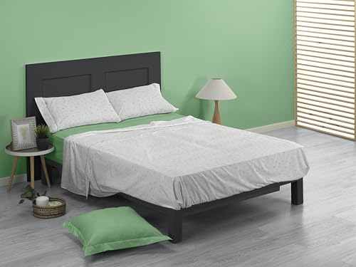 Parure de lit percale 150 cm gris perle Rita housse et taies d'oreiller