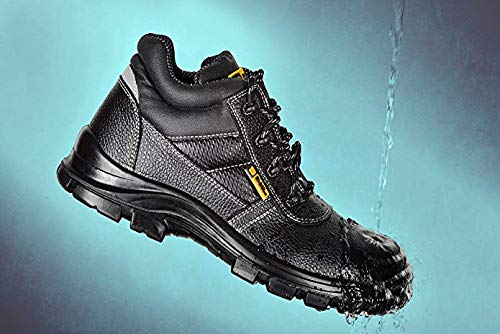 Foto von BLACK HAMMER Sicherheitsstiefel Herren Wasserdicht S3 SRC Stahlkappe Arbeitsschuhe Knöchelhoch Leder Sicherheitsschuhe Schwarz Leicht 1007 (44 EU)
