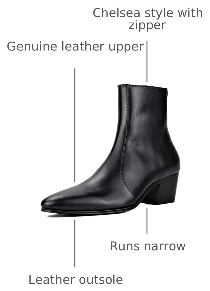OSSTONE Men Chelsea Ankle Boots Leather Chukka Boots Casual Heel Retro Dress Boots JY040-US