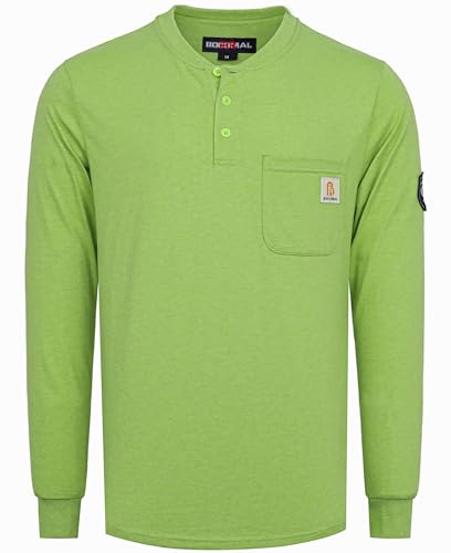 Image of BOCOMAL FR Shirts Flame Resistant Shirt 5.5oz 100% Cotton Light Weight CAT2 Fire Retardant Henley Shirts