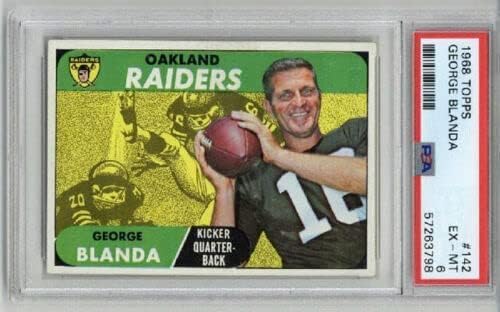 1968 TOPPS #142 GEORGE BLANDA FOOTBALL CARD OAKLAND RAIDERS PSA 6 LOW POPULATION