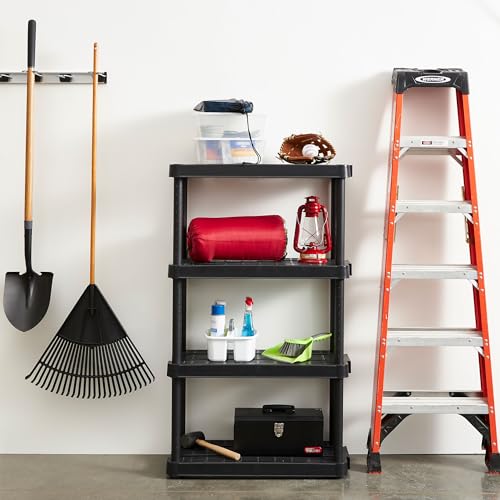 Gracious Living 4-Tier Medium-Duty Home and Garage Storage Organizer Shelves, 54.5\" H x 32.0\" W x 14.0\" D, Black - Thumbnail 5