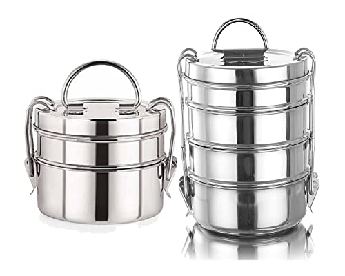 Image of BLeaf Stainless Steel-6 Container Lunch Box /Tiffin Box-Food Grade 6 Tier (650ml)