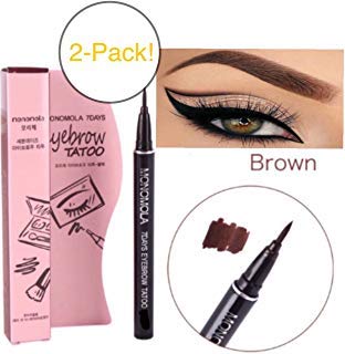 Long Lasting Waterproof Eyebrow Tattoo Pen Pencil Liner Eyebrow Makeup - Lasts Up to 7 Days! (2-Pack Brown)