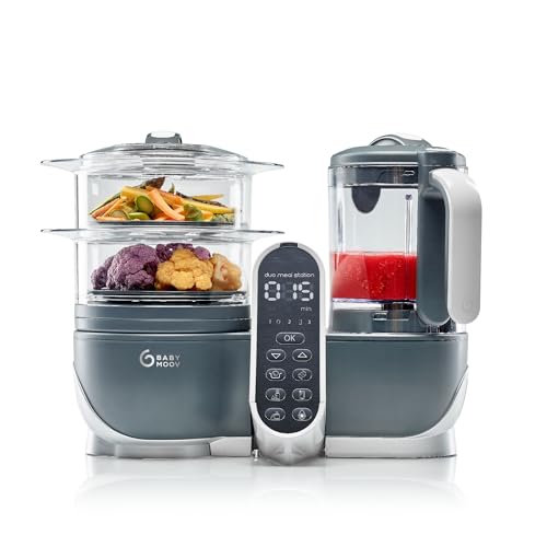 Babymoov Duo Meal Station Grey: Multi-Speed Baby Food Maker Steamer