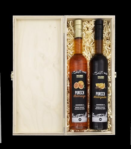 Geschenk-Set Dolomiti Punsch 2er Set in Holzkiste/Blutorangen Punsch und...