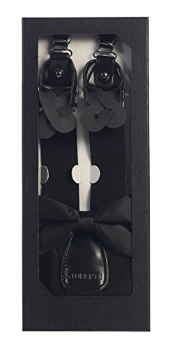 Gioberti Men's Convertible Suspenders, Bow Tie, and Hanky Set, Black - Thumbnail 4