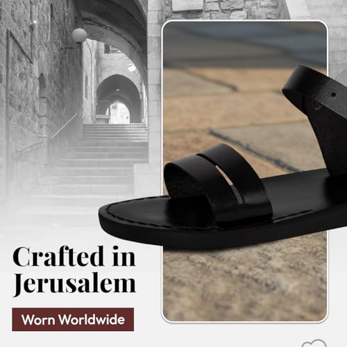 Image of Holy Land Market Men /Women Biblical Jesus Leather Sandals /Slides From Jerusalem (Samaria Style I)