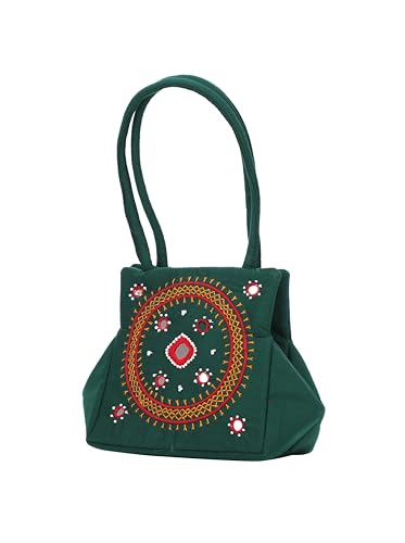 Image of srishopify handicrafts Eco Friendly Top Handle MINI Bags For Women Fabric Traditional Design Small Hand Bag Ladies Woman Birthday Gift Item Mothers Day Sister Wife Female 8 Inch Multicolor