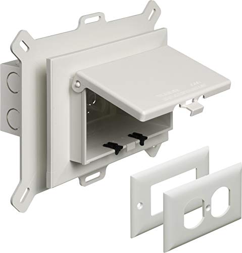 Arlington DBHS1W-1 Low Profile IN BOX Recessed Outlet Box Wall Plate Kit for New Vinyl Siding Construction, Horizontal, 1-Gang, White
