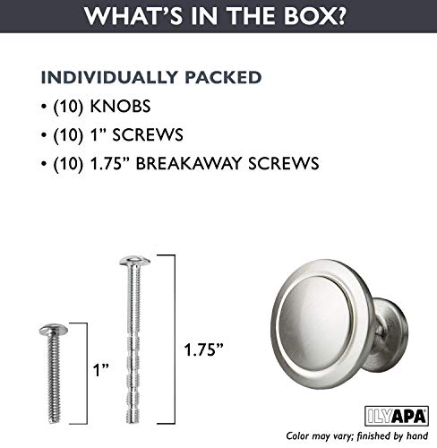 image for Ilyapa Satin Nickel Kitchen Cabinet Knobs - 1 1/4 Inch Round Drawer Ha