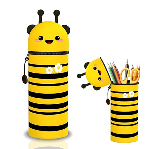 SUBRINGE Trousse Silicone, 2 en 1 Trousse à Crayons, Silicone Souple Scolaire, Rentré Scolaire Cadeau pour Enfant Fille Garçon