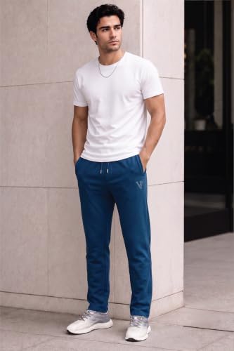 Image of Van Heusen Men's Track Pant | Side Zipper Pockets |Mid-Rise| Comfort Fit | Cotton Blend | Breathable & Casual | Easy Stain Release| Anti-Static Fabric | Activewear | Drawstrings | Style 50052