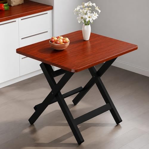 Image of Multi-Purpose Portable & Foldable Wooden Dining Table Desk for Living Room | Bed Room | Made with Engineered Plywood top and Powder Coated Finish for Home & Office (Coffee Brown)