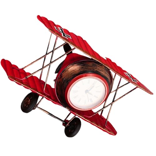 Reloj de escritorio vintage con forma de avión antiguo de estilo retro 2