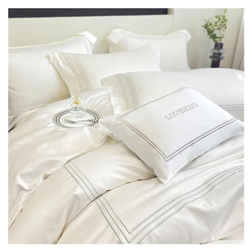 Ensemble de literie 100% coton de luxe brodé trois lignes pour lit double chic - 2
