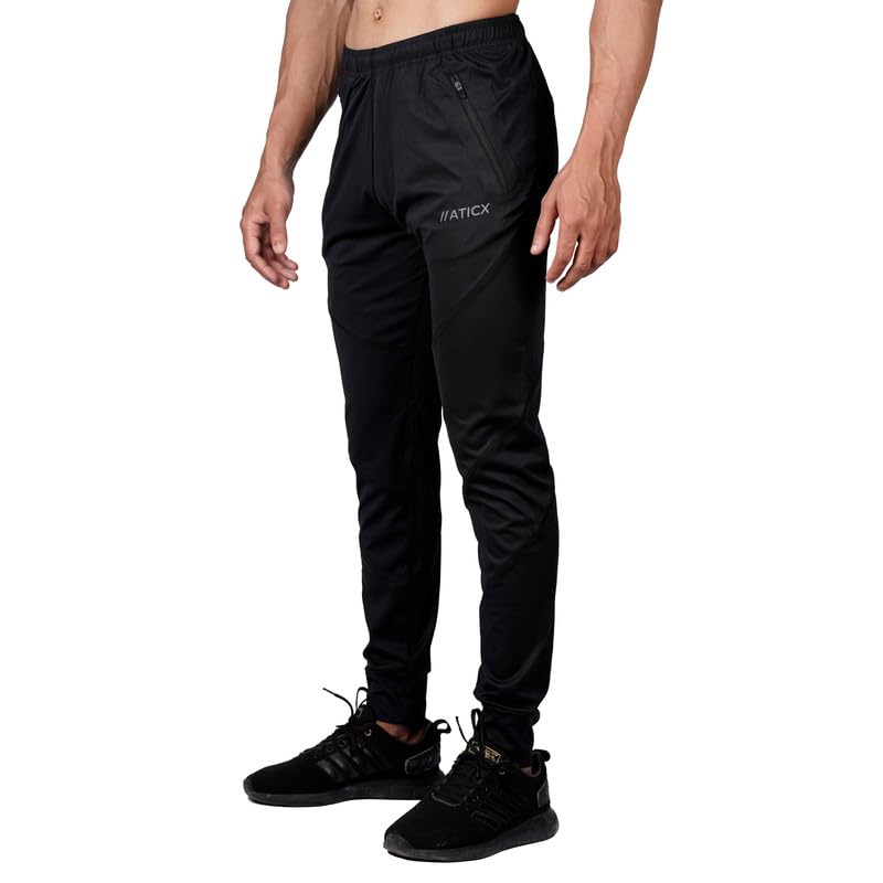 Slim Fit Lycra Jogger Track Pants for Men - Dry Fit Stretchable Gym Wear with Zip Pockets - Lightweight Breathable Stylish Lower for Running, Travel, Workout, Outdoor Activities & Training