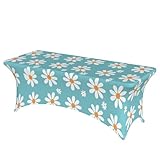 Mateju Estampados Florales Mantel Mesa Rectangular, Manteles de Elastano Elástico para Bodas, Bares, Artesanías, Exposiciones, Cóctel, Banquete, Fiestas (Margarita Azul,122x75x65cm)