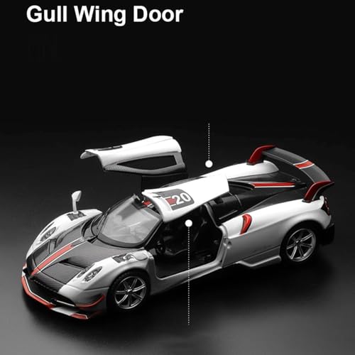 Image of 1:32 Scale Die-Cast Pagani Huayra Model Car - Pull-Back Action, Light & Sound Effects, Openable Doors, Collectible Metal Toy Car for Kids & Adults
