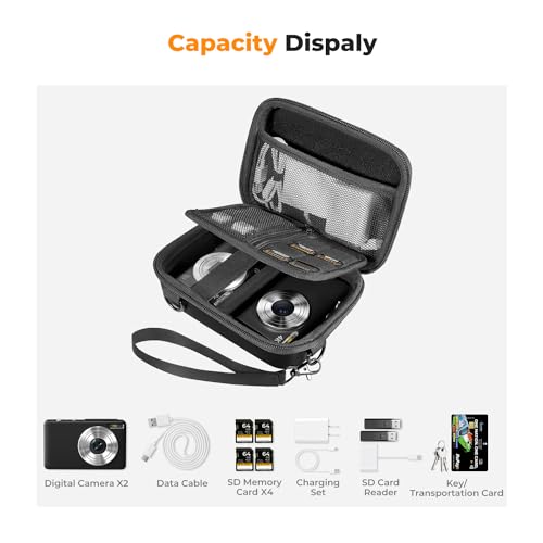 Image of K&F CONCEPT Carrying Case for Digital Camera, Hard Shell Protective Case | EVA material, Water Resistant, for CCD /Sony /Canon Digital Cameras, with Shoulder Strap, Shockproof, Compact size