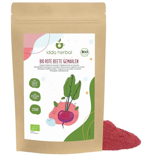 IDDA Herbal - IDDA Herbal Betterave en Poudre BIO 250g, Betterave Séchée Moulue Biologique, Poudre sans Gluten