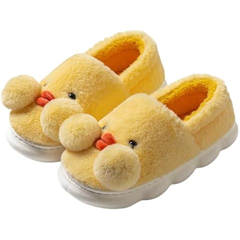 YILANLAN Women's Slippers Cartoon Slippers Winter Slippers Animal Slippers Warm Slippers Duck Slippers Home Slippers Cute Slippers Men Slippers (9.5/10, Yellow shoe, numeric_9_point_5) Cover