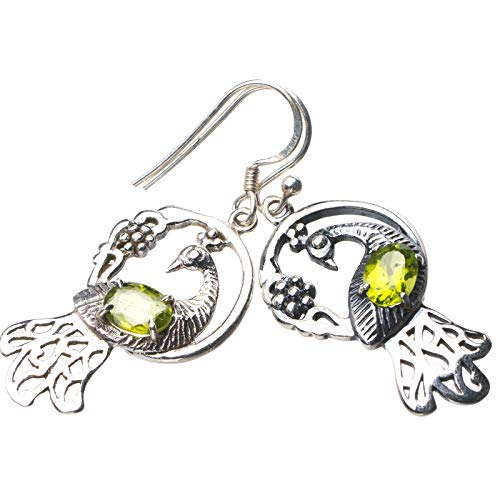 Argent sterling 925 et péridot naturel pour ces boucles d'oreilles d'exception de 4.45 cm