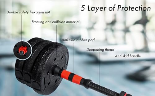 2 in 1 Adjustable Dumbbells Barbell Weights Set 15kg/20kg/30kg/40Kg - Dumbbells Set with Connecting Rod- Home Training Gym Equipment, Lifting, Workout dumbbell sets for women & men - Image 6