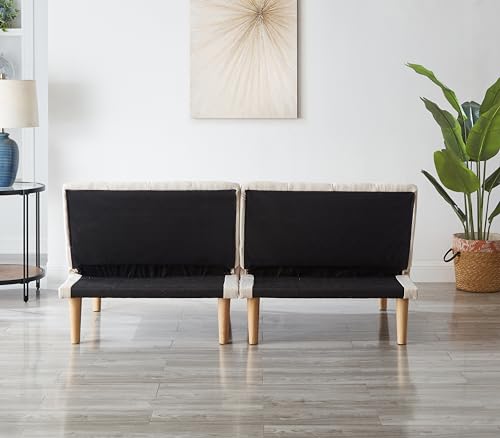 Sofá cama plegable de 2 plazas con respaldo ajustable de 3 posiciones en beis 7