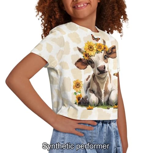 Image of 4th of July Shirt for Girls 7-8 Years US Flag Crop Tops Kids Outfit Independent Day Graphic Tee-