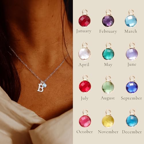 Initial Necklaces with Birthstone Personalized Jewelry Gift for Her | Bridesmaid, Birthday, Christmas Gifts for Women or Girls2