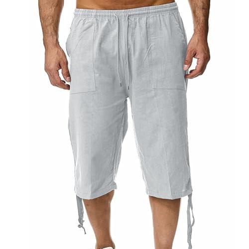Shorts casuales para hombre de lino suave miniatura 2