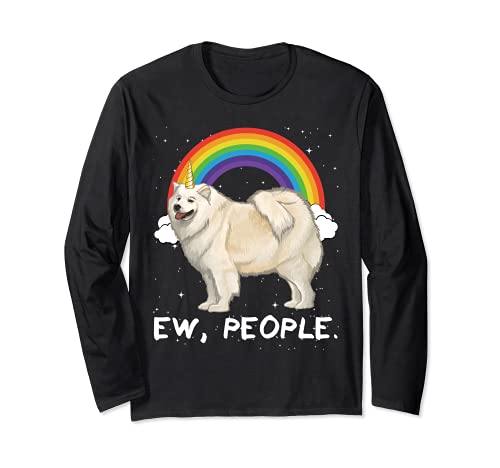 Rainbow Samoyed Ew People Unicorn Dog Long Sleeve T-Shirt, Black