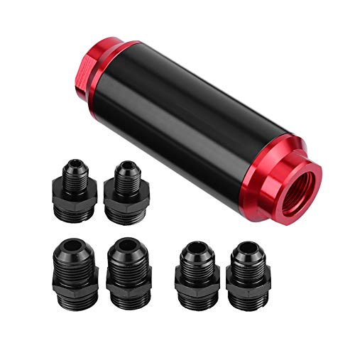 Fuel Filter Adapter, Universal 40 Micron Swirl Pump AN6 AN8 AN10 Fuel Filter Inline High Flow Fuel Turbo