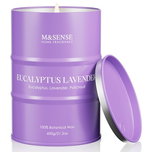 Image of M&SENSE Eucalyptus Lavender Scented Candles Large, Natural Soy Candles 21.2oz 120 Hour Slow Burning,Aromatherapy Candle for Stress Relief Meditation Relaxing