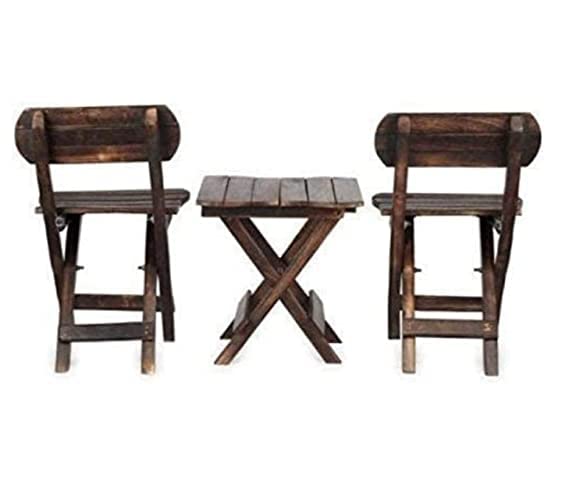 Image of Decor Wooden Antique Folding Chair & Table Set Bed Side Table for Kids Living Room Small Chairs and Table Home Decor (Black3)