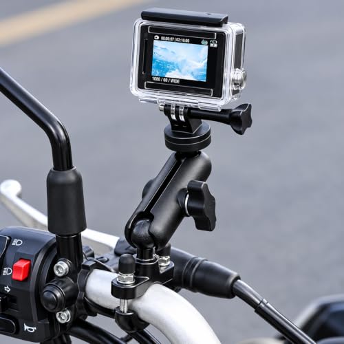 Image of HUMBLE Aluminum Bike Camera Mount with Anti-Theft Lock, 360 Double Ball Head Handlebar Clamp for GoPro Hero 13-9, Insta360 X5 /X4 /X3, DJI Osmo Action 5 /4 /3 - Fits 20-50mm