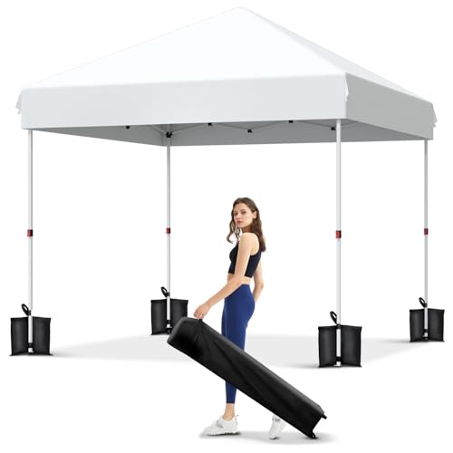 Garvee 10x10 Pop Up Canopy Tent, Heavy Duty Commercial Instant Shelter with One-Person Setup, UPF 50+ Waterproof, 100 Sq Ft Shade for Outdoor Events,