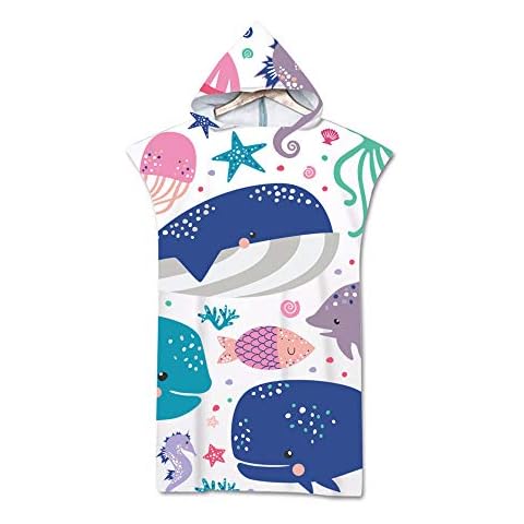 Hooded Poncho, DOTBUY Bunte Qualle Drucken Mikrofaser Strandtücher Bademantel Poncho Cover