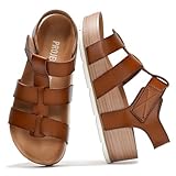 Project Cloud Platform Sandals Women - Comfortable Plush & Soft Insole Ladies Wedges - Non Slip & Lightweight Strap Wedge Sandals for Women 2026 (PHASED,SCOTCH, 9)