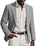 PJ PAUL JONES Veste de costume sportive en lin pour homme avec col à revers, gris clair, XL