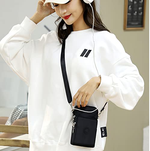 Image of LassZone Cellphone Purse Women Cellphone Crossbody Purse Phone Crossbody Bag Waterproof Nylon Wallet Wristlet Shoulder Bag
